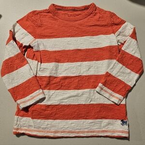 Mini Boden Striped Cotton Long Sleeve Shirt Boy's 6-7 Red White